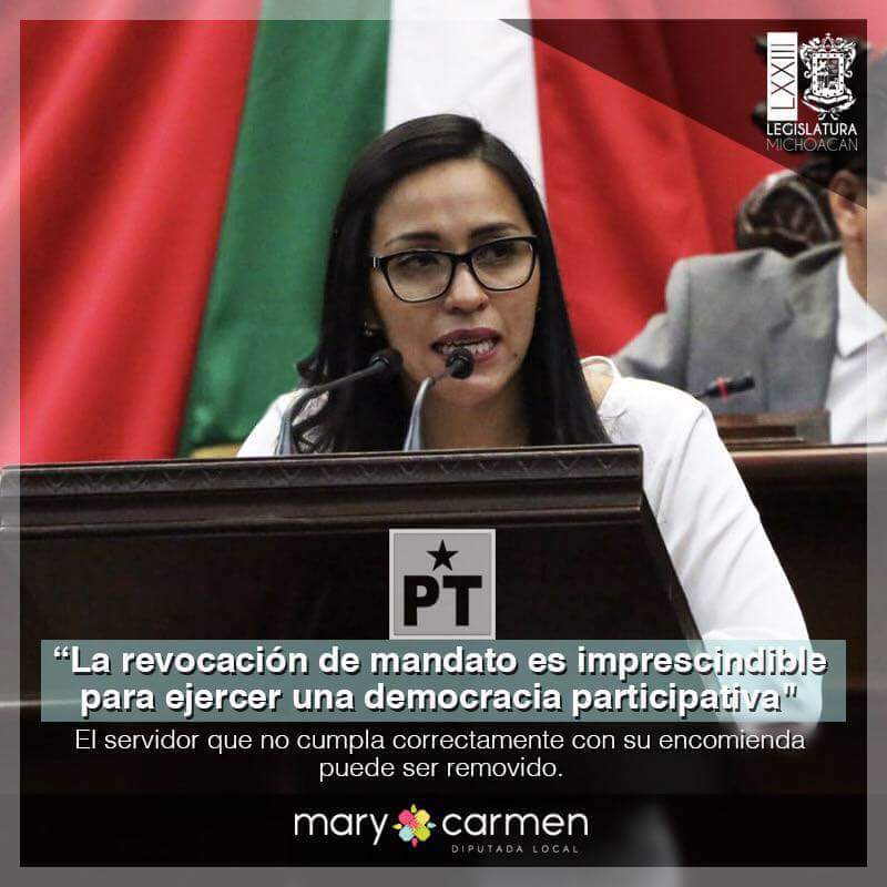Iniciativa de revocación de mandato presentado por mary carmen bernal, se encuentra en comisión de asunto electorales