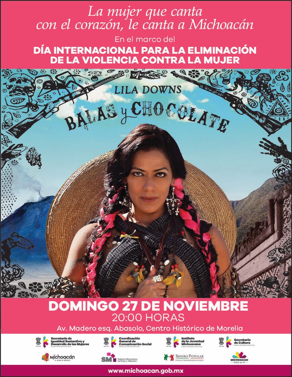 El próximo domingo, concierto gratuito de Lila Downs en la capital michoacana