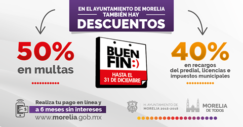 Tesorería Municipal invita a morelianos a aprovechar promociones del Buen Fin