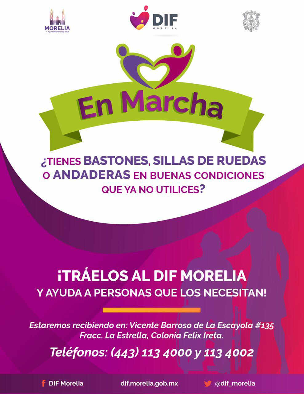 DIF Morelia inicia campaña de donación de auxiliares de marcha