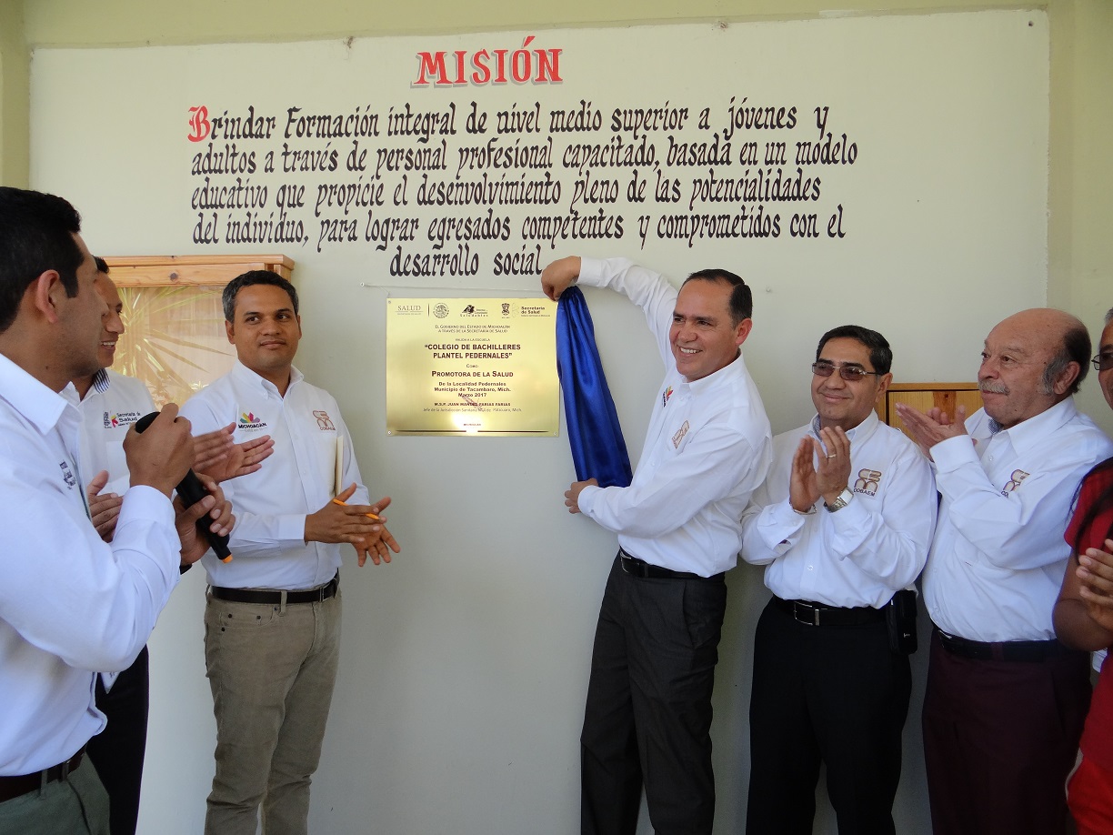 Plantel Pedernales del Cobaem, certificada como Escuela Promotora de la Salud