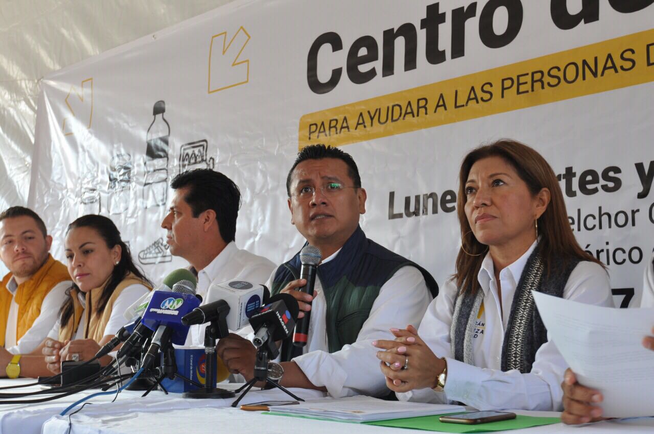 PRD instala centro de acopio para ayudar a los damnificados por el sismo