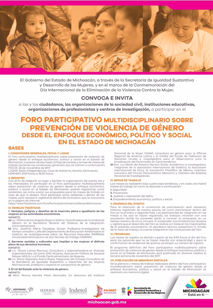 Anuncia Seimujer foro sobre prevención de violencia contra las mujeres a cargo de la Fundación Género y Justicia