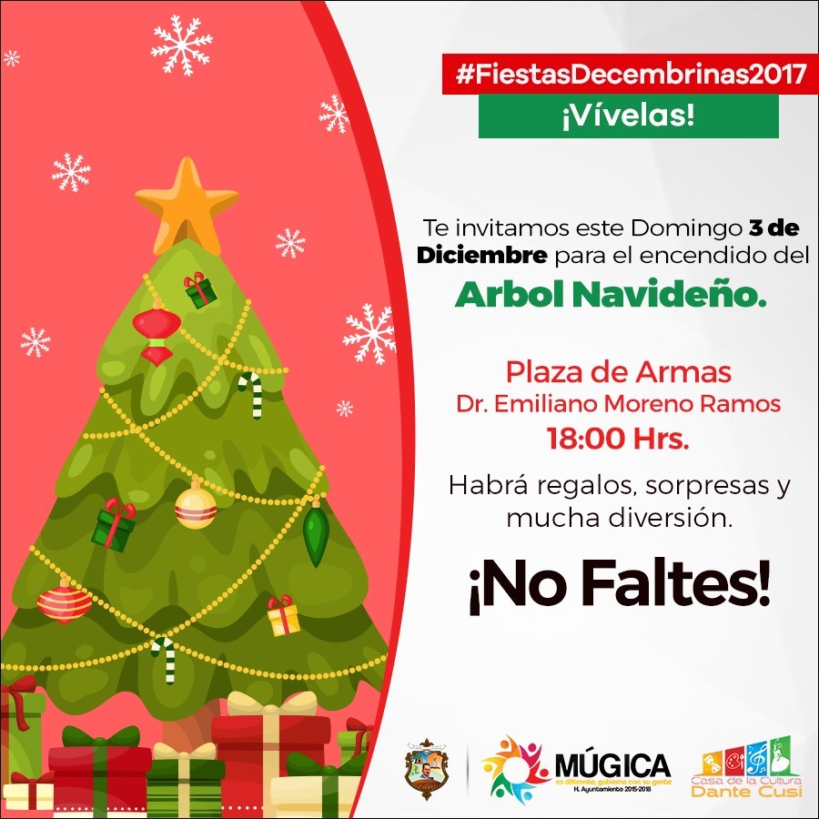 Gobierno de Múgica anuncia encendido de Árbol Navideño