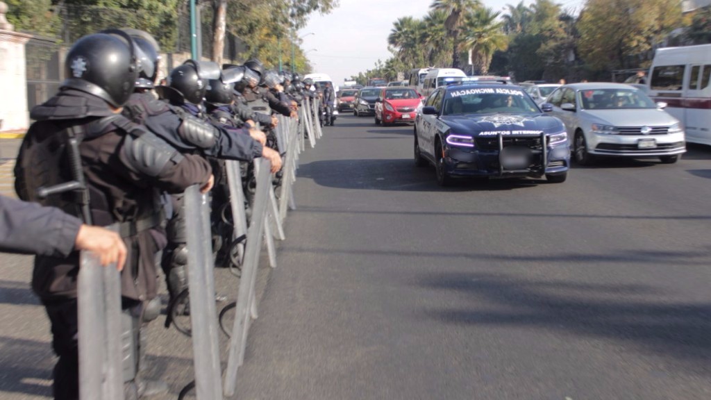 Monitorea SSP manifestación del SPUM en Morelia