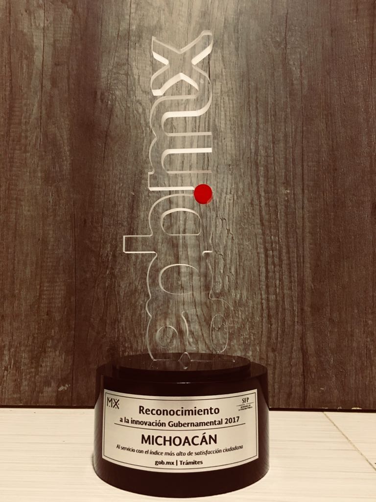 Recibe Gobierno de Michoacán Reconocimiento a la Innovación Gubernamental