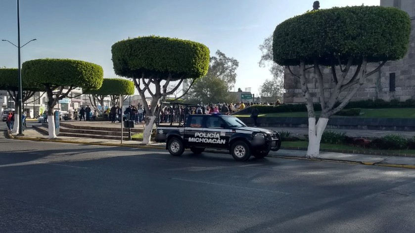 Vigila Policía Michoacán manifestación de sindicatos