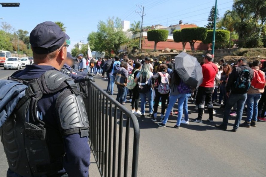 Despliega SSP operativo ante manifestaciones en Morelia