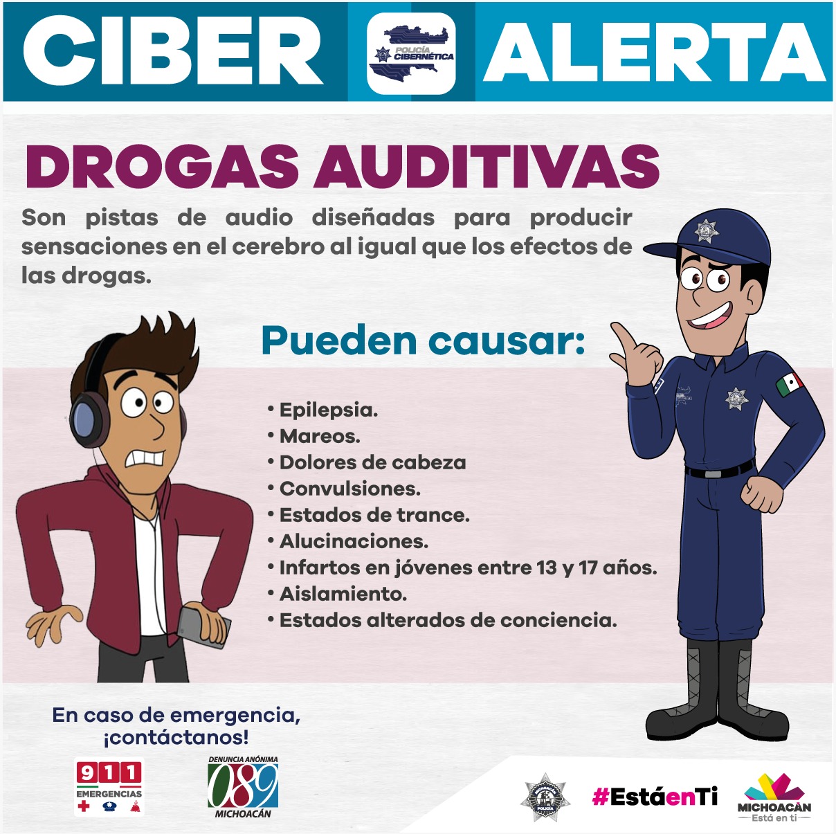 Advierte SSP difusión en redes de uso de drogas auditivas