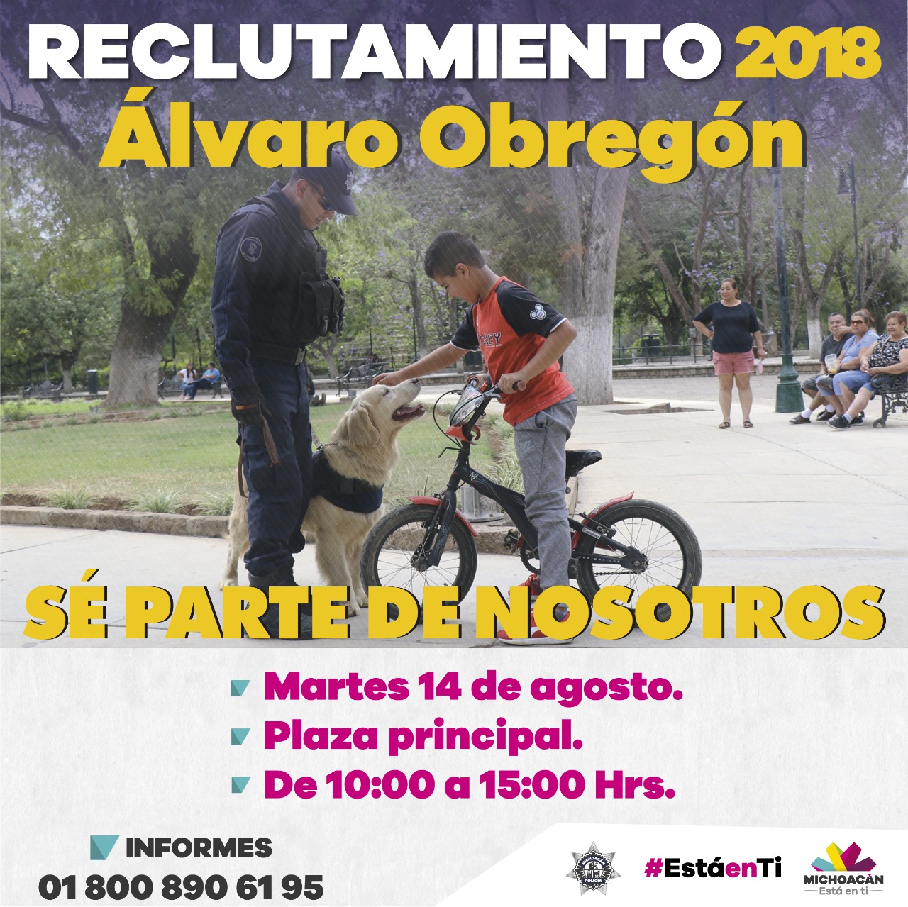 Campaña de reclutamiento policial de la SSP en Álvaro Obregón, Zinapécuaro e Indaparapeo