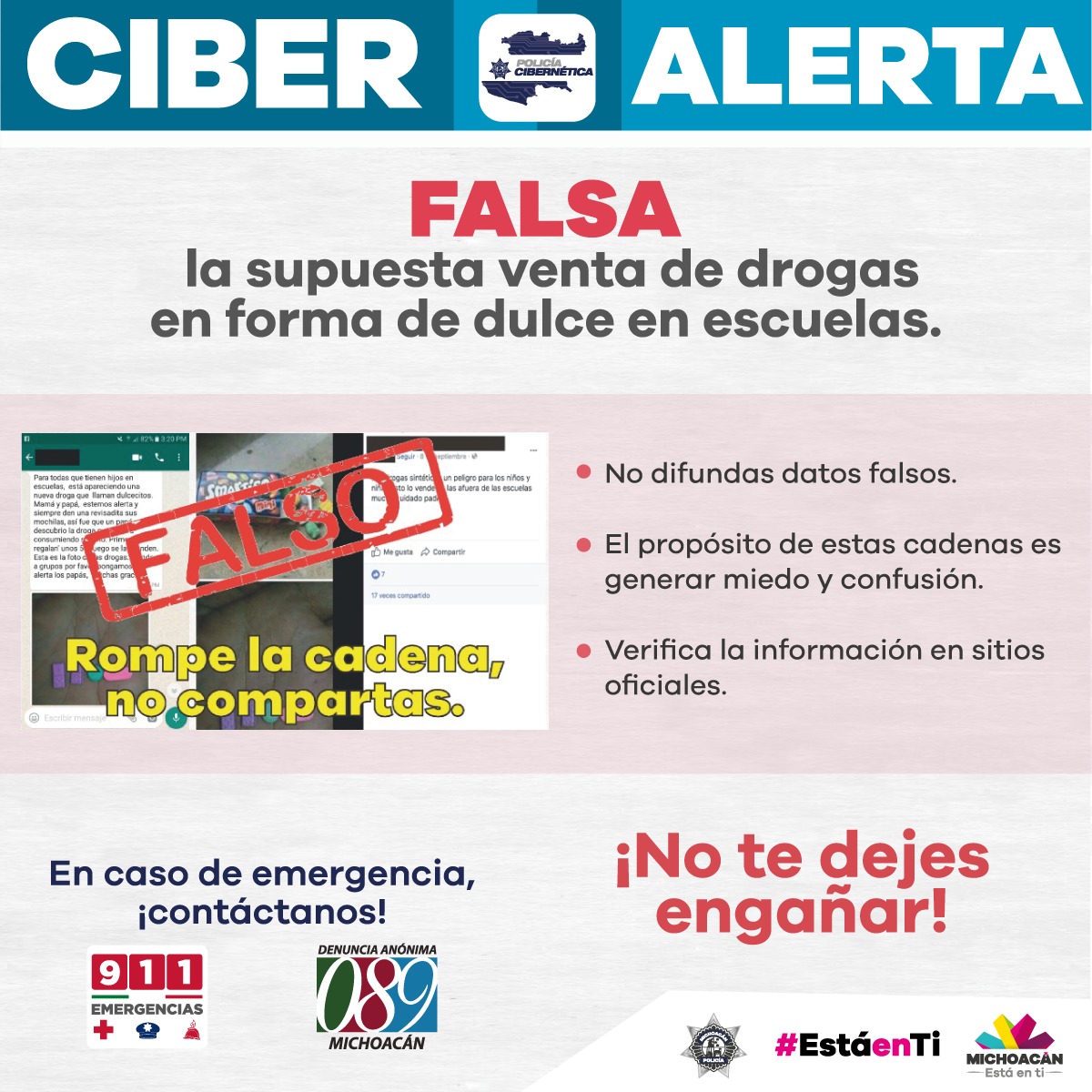 Falsa, alerta de venta de drogas en forma de dulce en escuelas: Policía Cibernética