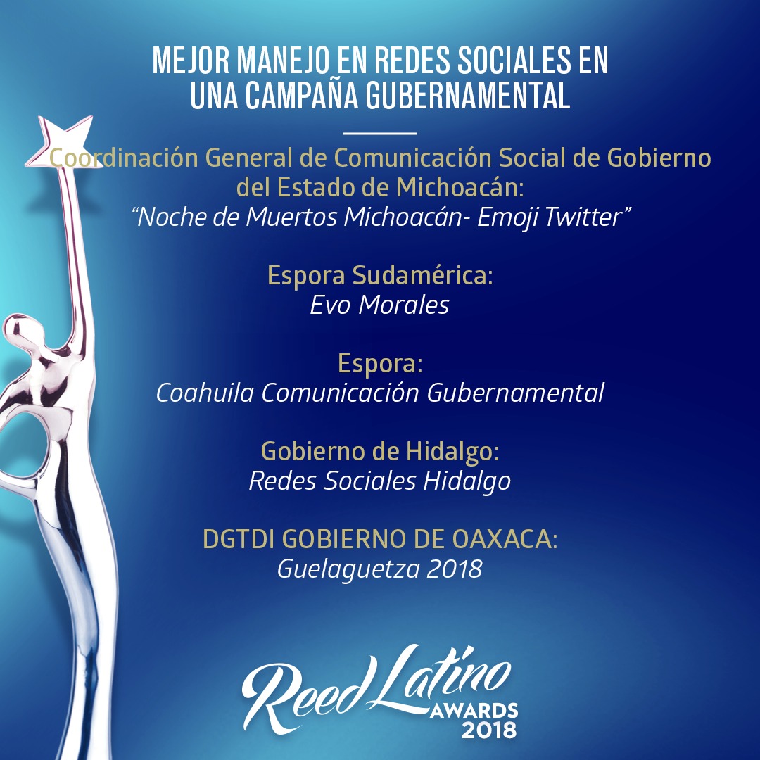 Por tercer año consecutivo, Gobierno de Michoacán nominado a los Reed Latino