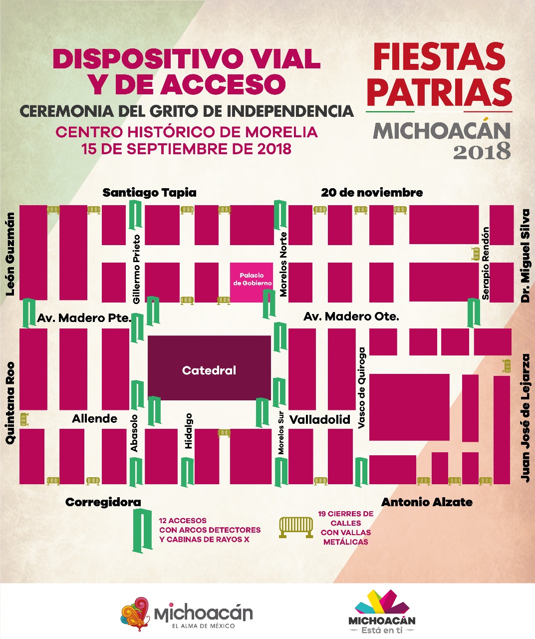A partir de este viernes 14, cierre de calles en Centro Histórico por Festejos Patrios