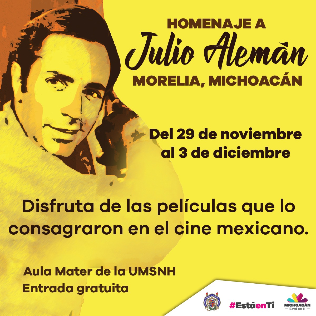 Gobierno Michoacano reconocerá trayectoria artística de Julio Alemán