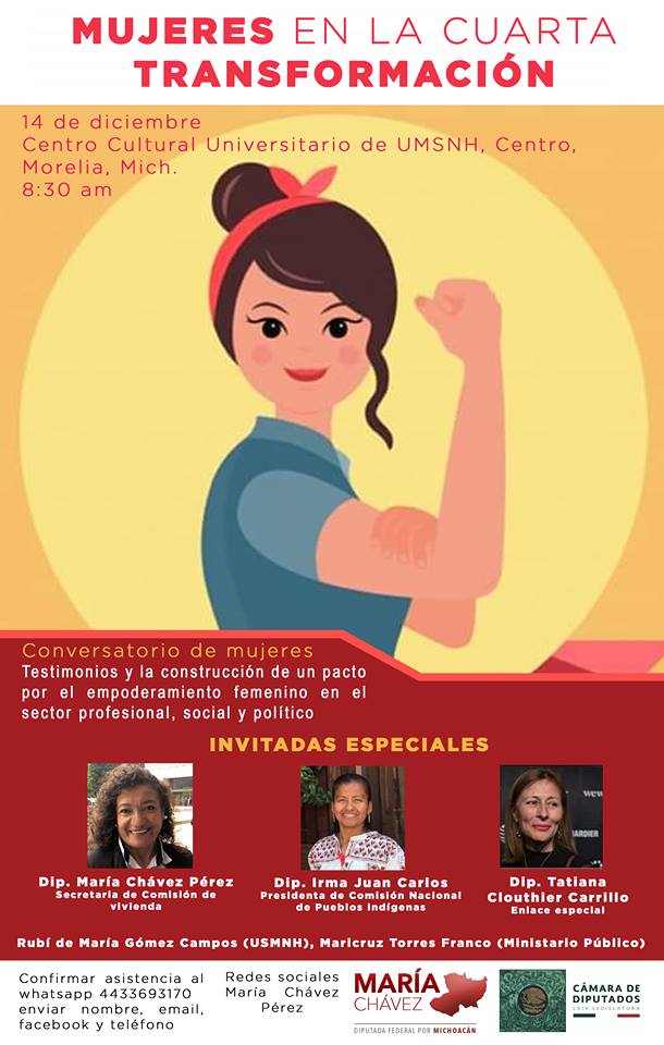 REALIZARÁN CONVERSATORIO DE MUJERES EN LA CUARTA TRANSFORMACIÓN