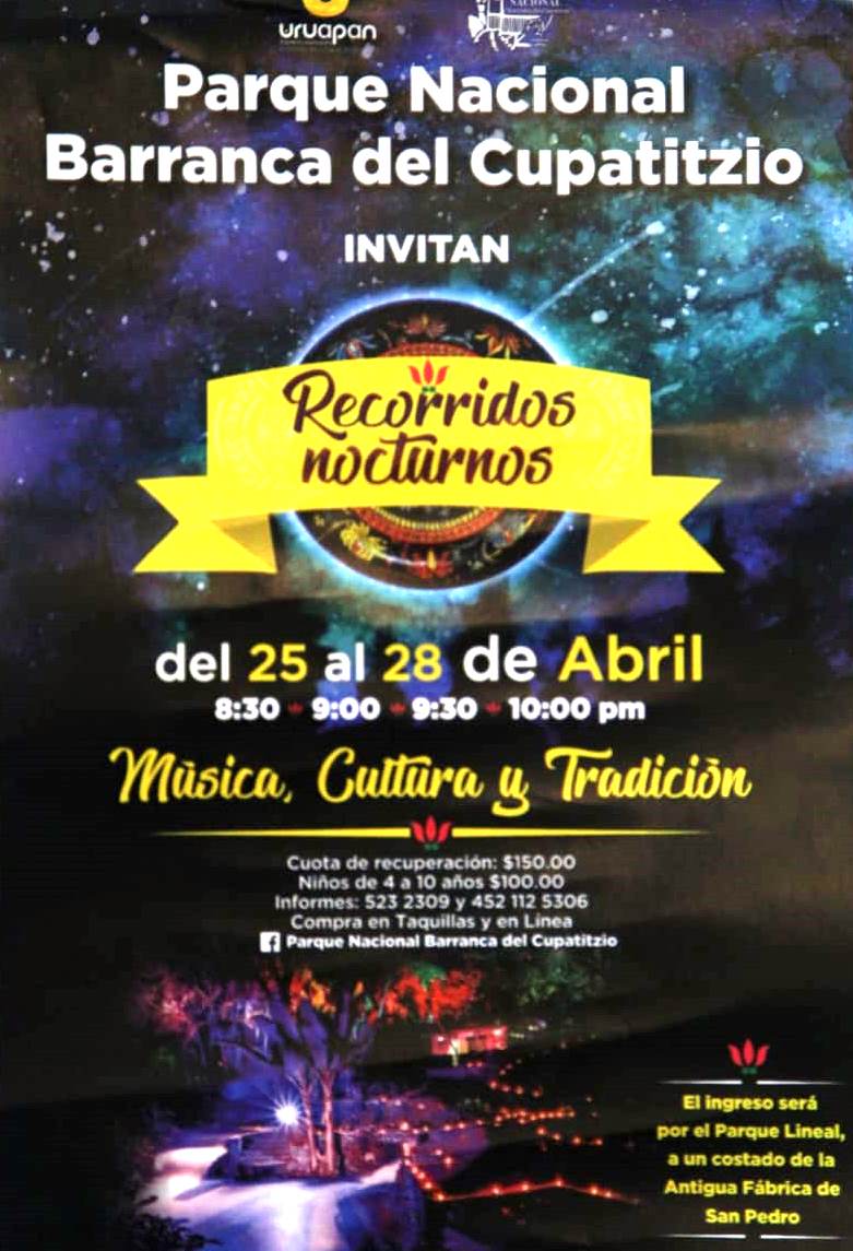 En Semana de Pascua, Recorridos Nocturnos en el Parque Nacional Barranca de Cupatitzio de Uruapan