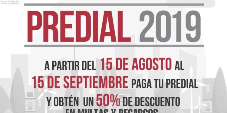 Impuesto Predial anuncia 50 % de descuento en multas y recargos