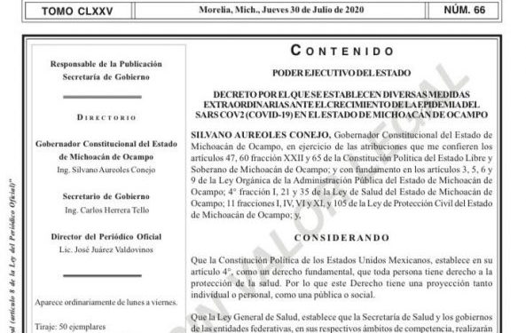 Emite Gobierno del Estado decreto sobre uso obligatorio del cubrebocas