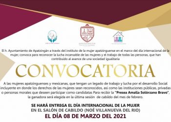 Se extiende convocatoria para la Presea “Amalia Solórzano Bravo