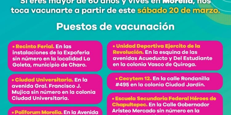 Tendrá Morelia 11 Centros de Vacunación contra COVID-19