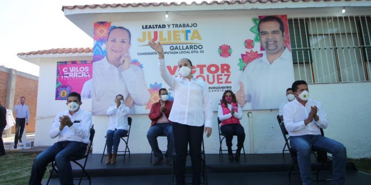 Michoacán debe mantenerse en la ruta del desarrollo, subraya Julieta Gallardo al arrancar campaña