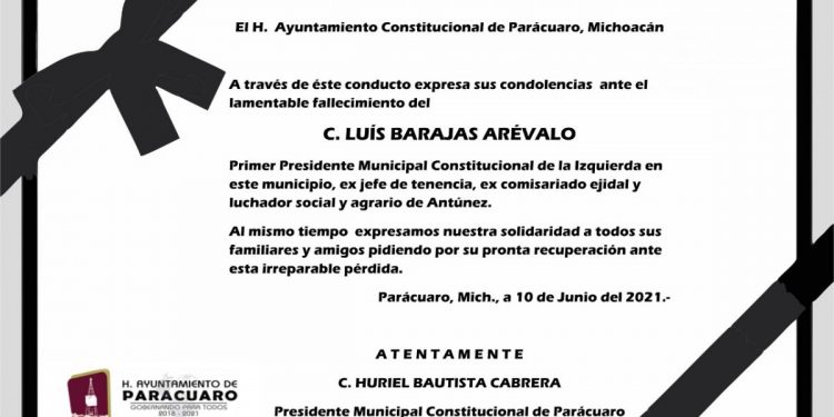 Luís Barajas Arévalo fue pionero de la de democracia en Parácuaro recordó Huriel Bautista