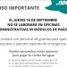 Aviso OOAPAS por día inhábil el 16 de septiembre