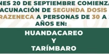 Este lunes inicia segunda dosis para población de 30 a 39 en Tarímbaro