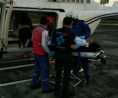 Apoya SSP con traslado aéreo de 2 pacientes implicados en el accidente automovilístico de Edomex 