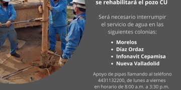 Realizará OOAPAS Morelia trabajos de rehabilitación en dos pozos