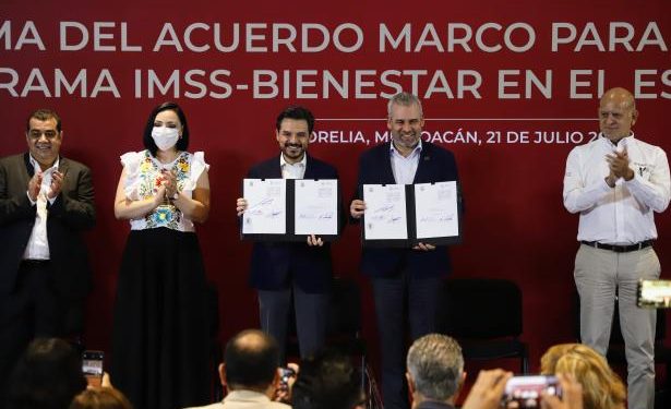 Firman autoridades del gobierno federal y de Michoacán acuerdo marco para ampliar el Programa IMSS-Bienestar en el estado