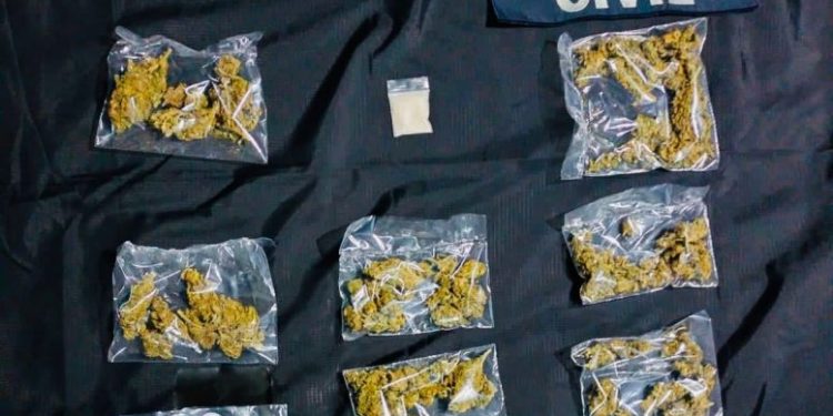 Durante acciones del Blindaje Zamora, SSP y Policía Municipal aseguran a dos en posesión de drogas y motocicleta