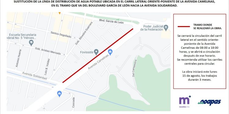 Este lunes arranca sustitución de línea de agua potable en Av. Camelinas.