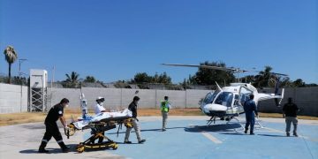 Desde Apatzingán, SSP traslada vía aérea a menor con trauma craneoencefálico