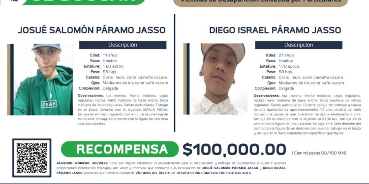 Ofrece FGE recompensa para localizar a dos personas víctimas del delito de desaparición en Morelia
