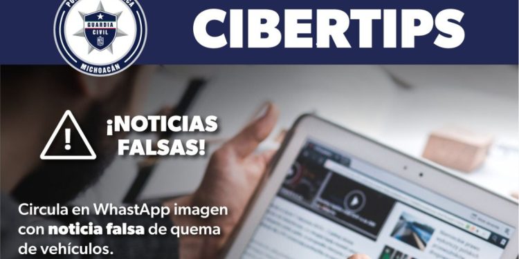 Alerta SSP sobre difusión falsa de quema de vehículos en Uruapan y Apatzingán