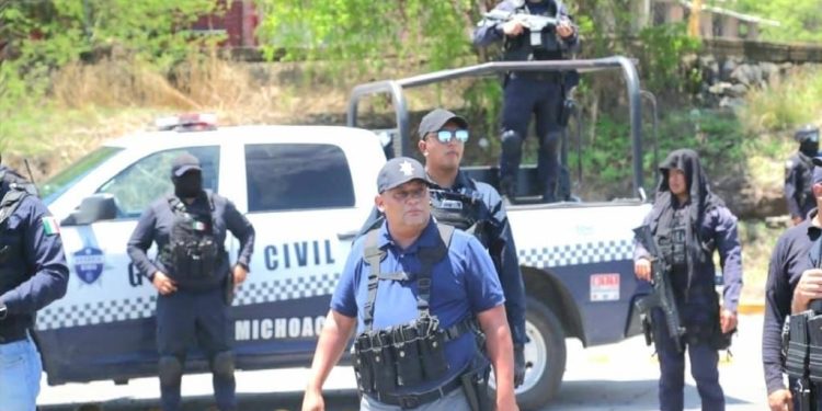 SSP mantiene vigilancia para garantizar el orden, en Apatzingán