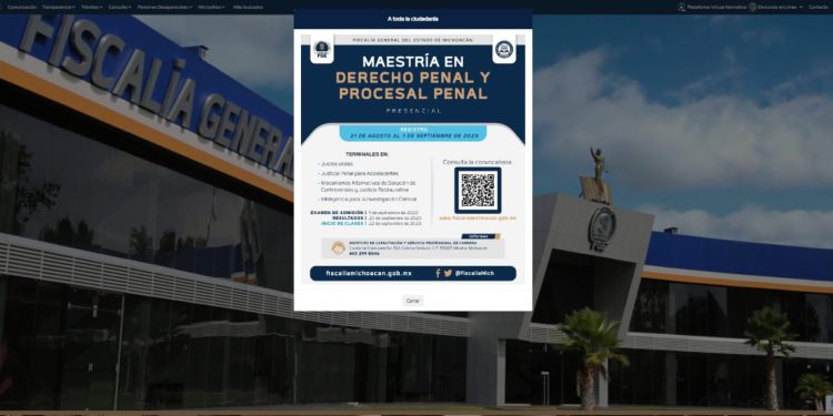 Abre FGE convocatoria para la Maestría en Derecho Penal y Procesal Penal