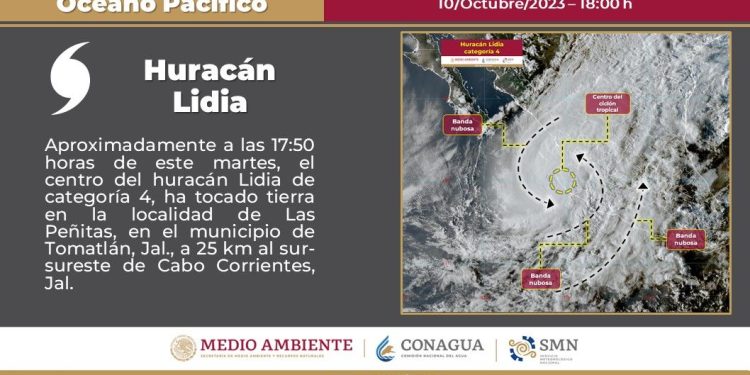 Se intensifica Lidia a categoría 4; llama Gobierno de México a la población a extremar precauciones