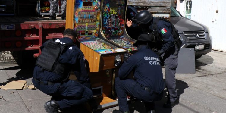 Suman 189 maquinas «tragamonedas» aseguradas en Morelia; por las fuerzas estatales y federales