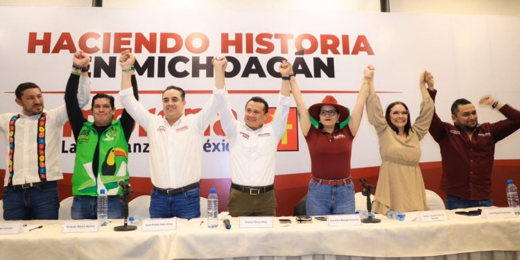 Con la fuerza de Morena, PT y Verde Ecologista vamos a rescatar Morelia: Torres Piña