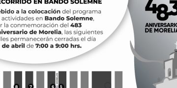 Emite Gobierno de Morelia alerta vial por recorrido en Bando Solemne