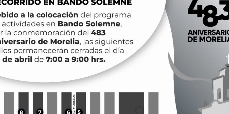 Emite Gobierno de Morelia alerta vial por recorrido en Bando Solemne