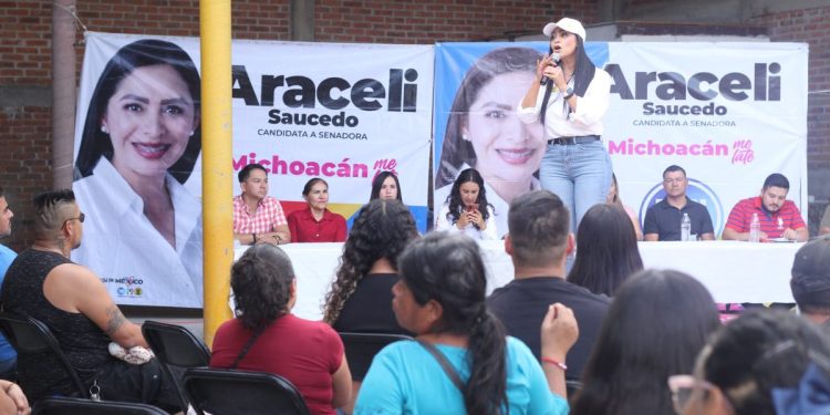 Porque la voluntad de las y los michoacanos está de nuestro lado, que no quepa duda ¡vamos a ganar!: Araceli Saucedo