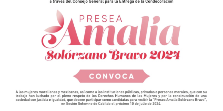 IMMUJERIS, invita a activistas a postularse a la Presea “Amalia Solórzano Bravo”