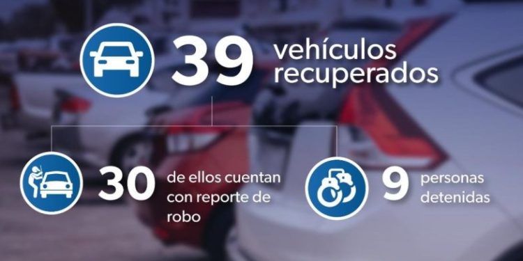 Recupera SSP 39 vehículos en 15 municipios; hay 9 detenidos
