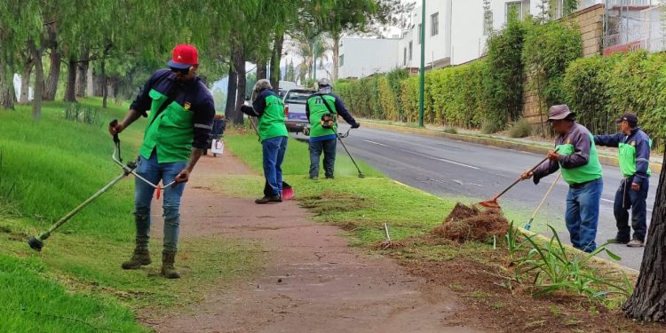 Trabaja Gobierno de Morelia en limpieza de camellones al sur de Morelia