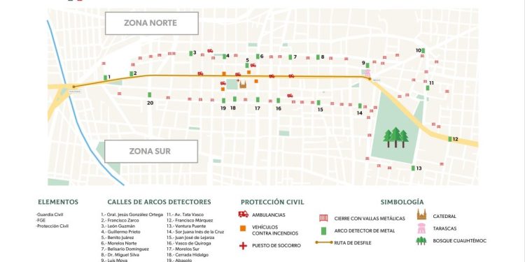 Ubica los 20 accesos controlados, para ingresar al Desfile Cívico–Militar del 16 de septiembre