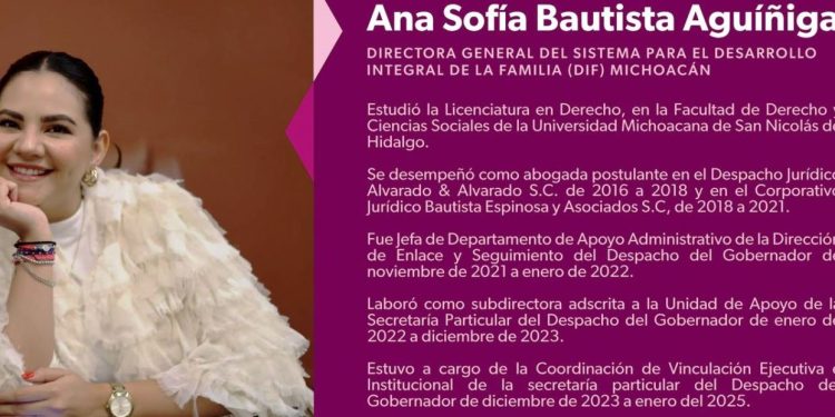 Nombra Bedolla a Sofía Bautista como nueva directora del DIF Michoacán