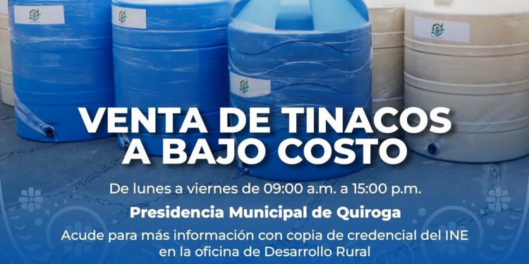 Gobierno municipal de Quiroga apoya a Familias con tinacos a bajo costo
